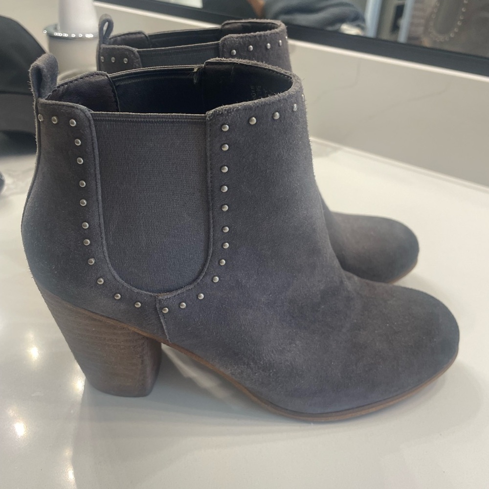 BP Gray Suede Studded Ankle Boots